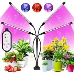 Produktbild: wolezek Led Pflanzenlampe, Pflanzenlicht,80LEDs Pflanzenleuchte Rot & Blau Vollspektrum Wachsenlicht für Zimmerpflanzen mit Zeitschaltuhr, 3 Arten von Modus & 10 Lichtstärken für Gemüse