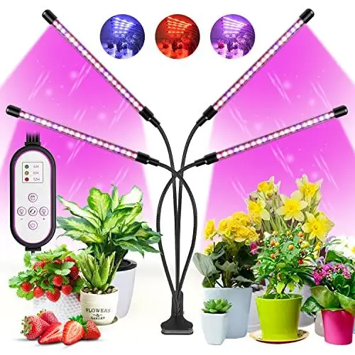 Produktbild: wolezek Led Pflanzenlampe, Pflanzenlicht,80LEDs Pflanzenleuchte Rot & Blau Vollspektrum Wachsenlicht für Zimmerpflanzen mit Zeitschaltuhr, 3 Arten von Modus & 10 Lichtstärken für Gemüse