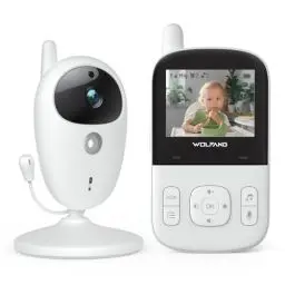 Produktbild: WOLFANG Babyphone mit Kamera und Audio, 2.4 Zoll Video Baby Monitor Bildschirm, ECO Modus Nachtsicht Temperatursensor Schlaflieder Lange Akkulaufzeit