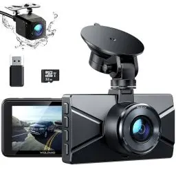 Produktbild: WOLFANG Dashcam Auto Vorne Hinten 2,5K+1080P Auto Kamera, Ultra Nachtsicht, 170°Weitwinkel, WDR, 24 Std. Parkmodus, G-Sensor, Loop-Aufnahme, Innen mit 32GB SD-Karte