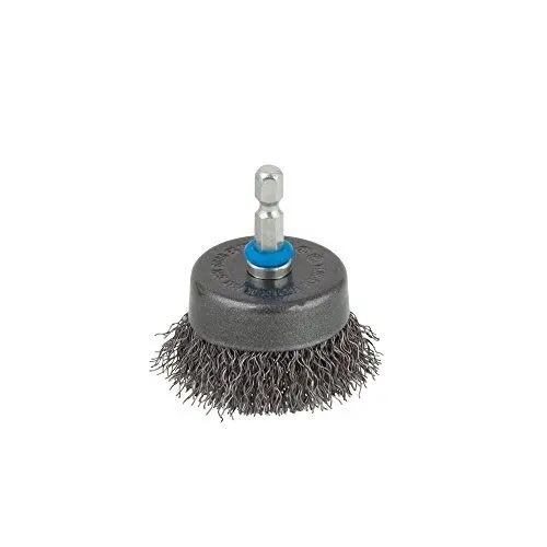 Produktbild: wolfcraft Stahldraht-Topfbürste Ø 50 mm I 2106000 I für Metall, Blech, Holz und Stein, Sechskant-Schaft, zum Entrosten und Vorbereiten von Schweißarbeiten
