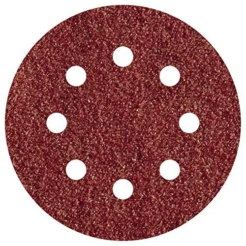 Produktbild: wolfcraft 5 Haft-Schleifscheiben Holz & Metall Ø 125 mm I 3180000 I Körnung 24 I für Exzenterschleifer I Hohe Standzeit und universell einsetzbar I Korund I gelocht