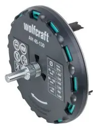 Produktbild: wolfcraft Lochsäge 5978000 – Verstellbarer Universal-Kreisschneider für den Akkuschrauber & die Bohrmaschine – Für Gipskartonplatten & Holz – Stufenlos einstellbar von ø 45-130mm