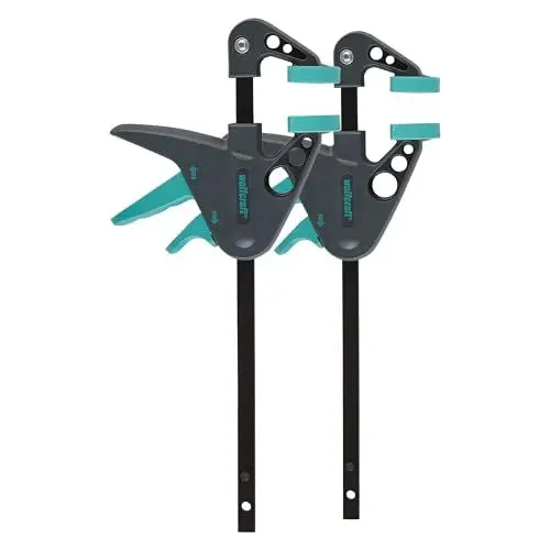 Produktbild: wolfcraft Mini-Einhandzwingen 40-110 mm 3455100 - Zwingen Set für präzises Fixieren von kleinen Werkstücken - 2 Stück - Anwendung mit nur einer Hand
