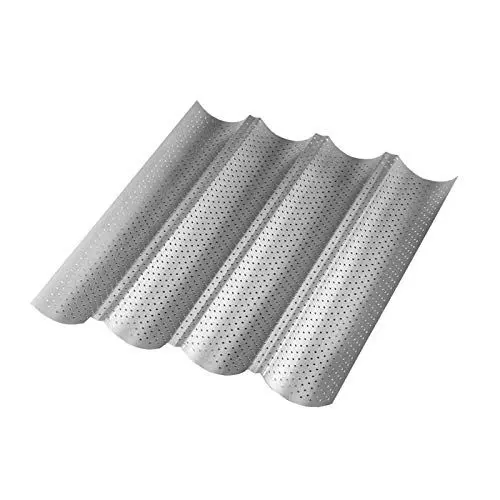 Produktbild: Wolfcut Baguette-Backblech aus Karbonstahl - Baguetteblech für 4 Baguettes - Baguetteform für ein optimales Backergebnis