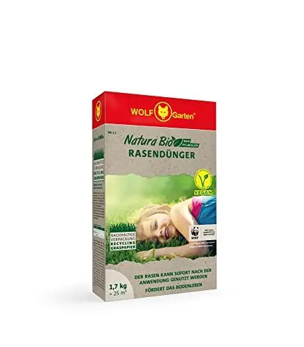 Produktbild: Wolf-Garten - Natura Bio Rasendünger NR 1,7 für 25m²·· Verpackung aus Recycling Graspapier