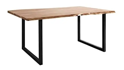 Produktbild: WOLFMÖBEL Live edge Esstisch GURU mit Iron legs, 160x90, Platte 26 mm, Akazie, Farben: acana, legs black