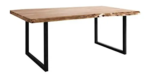 Produktbild: WOLFMÖBEL Live edge Esstisch GURU mit Iron legs, 180x90, Platte 55 mm, Akazie, Farben: acana, legs black