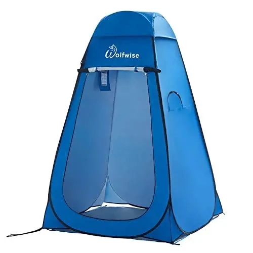 Produktbild: WolfWise Pop-Up Duschzelt UV-Schutz, Toilettenzelt, Umkleidezelt, Tragbar Camping Duschkabine WC Zelt Mobile Umkleidekabine Outdoor Klozelt, Sichtschutz Privatzelt Lagerzelt für Wandern Strand Blau