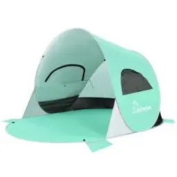 Produktbild: WolfWise Strandmuschel Pop-Up Zelt mit UV-Schutz 50+, 3-4 Personen Strandzelt, Sonnenschutz & Windschutz Tragbar Wurfzelt Baby Kinder Sonnenzelt Beach Tent für Familie Camping Garten Strand Minzgrün