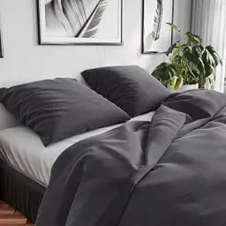Produktbild: Wolkenfeld Bettwäsche 220x240 Baumwolle Grau - Atmungsaktiv - 3teilig - 1x Bettbezug 220x240 + 2X Kissenbezug 80x80 - Anthracite
