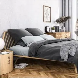 Produktbild: Wolkenfeld Satin Bettwäsche 135x200 Mako-Satin Baumwolle - Anthrazit Grau Bettwäsche-Set - 1x Bettbezug 135 x 200 + 1x Kissenbezug 80x80 - Weiche Mako Satin Bettwäsche