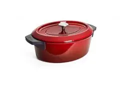 Produktbild: Woll Iron Bräter mit Deckel und Silikongriffen - Induktiv -, 34 x 26 cm, 12,5 cm hoch, 7,5l - Geeignet für alle Herdarten, Eisenguss, backofenfest bis zu 250°, rot