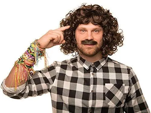 Produktbild: Wolle Wolfgang Perücke im Set mit Bart und Freundschaftsbändern - absolut authentische Schlagerstar Perücke in braun