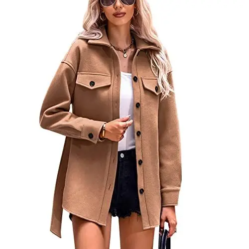 Produktbild: Wollmantel für Damen, Dekoratives Design mit Taschenbezug, Warmer Mantel aus Polyester mit Knöpfen für Damen für Partys (S)