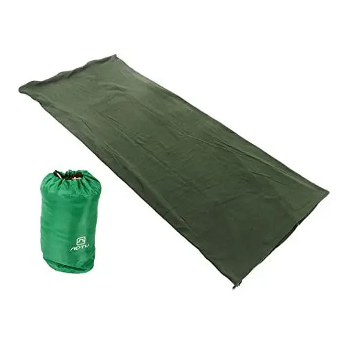 Produktbild: Wollschlafsack für Erwachsene, tragbar, warm, für Reisen, Camping, Wandern, Klettern, mit hautfreundlichem Wollfutter und Mehrzweck-Design (Armeegrün)
