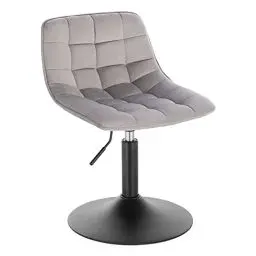 Produktbild: WOLTU Schminktisch Stuhl Hocker Höhenverstellbarer mit Rückenlehne, Sitzhocker Mehrzweck Bürohocker, Schminkstuhl 360° Drehbar für Schlafzimmer oder gewerbliche Nutzung, aus Bequemer Samt Hellgrau