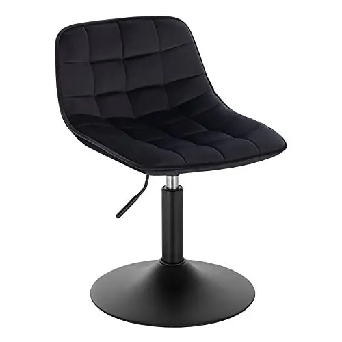 Produktbild: WOLTU Schminktisch Stuhl Hocker Höhenverstellbarer mit Rückenlehne, Sitzhocker Mehrzweck Bürohocker, Schminkstuhl 360° Drehbar für Schlafzimmer oder gewerbliche Nutzung, aus Bequemer Samt Schwarz