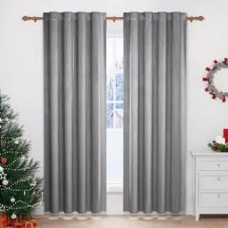 Produktbild: WOLTU 2 Stücke Samtvorhänge Blickdicht Verdunklungsvorhang mit Kräuselband Thermogardine, 300 g/m² Schwere Samtige Verdunkelungsgardinen für Schlafzimmer Wohnzimmer, 140x245 cm(B x H) Grau
