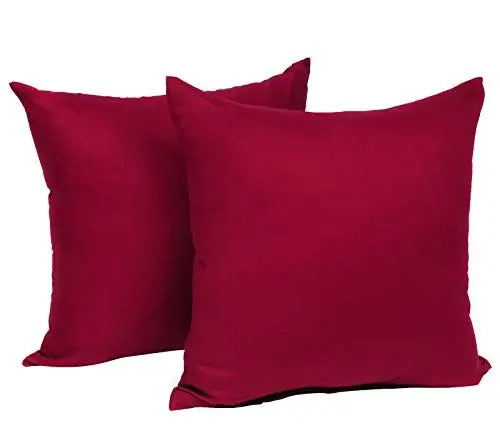 Produktbild: WOLTU 2er Set Kissenbezug 35x35 cm Bordeaux 100% Baumwolle, Nur Kissenbezug - Kissenbezüge Kopfkissenbezug mit Reissverschluss,Weicher Sofakissenbezug, Doppelpack Dekokissenbezug