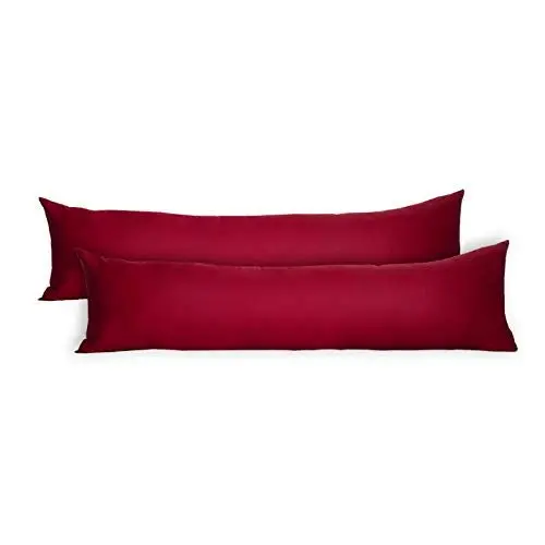 Produktbild: WOLTU 2er Set Kissenbezug 40x145 cm Bordeaux 100% Baumwolle mit Reissverschluss, Nur Kissenbezug, Doppelpack Seitenschläferkissenbezug Schwangerschaftskissenbezug Kissenhülle Bezüge, Keine Füllung