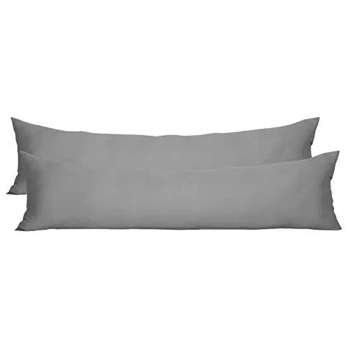 Produktbild: WOLTU 2er Set Kissenbezug 40x145 cm Dunkelgrau 100% Baumwolle mit Reissverschluss, Nur Kissenbezug, Doppelpack Seitenschläferkissenbezug Schwangerschaftskissenbezug Kissenhülle, Keine Füllung