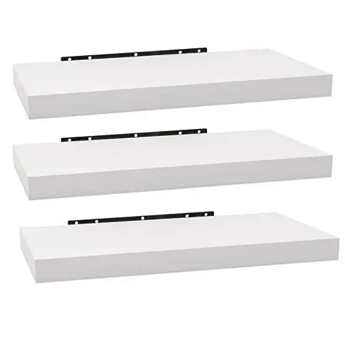 Produktbild: WOLTU 3X Wandregal Wandboard Bücherregal Regale für Deko Wandablagen aus MDF Holz, 3er Set Hängeregal Weiss RG9372ws-3