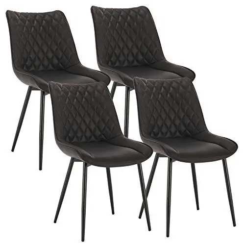 Produktbild: WOLTU Esszimmerstühle 4er Set, Küchenstühle, Wohnzimmerstühle, Polsterstühle mit Rückenlehne, für Esszimmer, Küche, Wohnzimmer, Büro, Sitzfläche aus Kunstleder, Metallbeine, Anthrazit BH210an-4