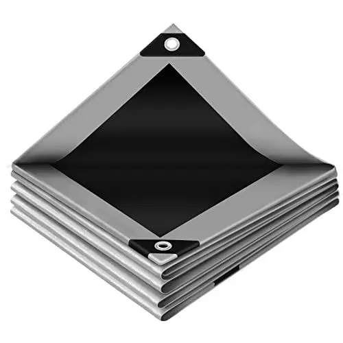 Produktbild: WOLTU Abdeckplane 3x4 m Wasserdicht, 180g/m² PE Gewebeplane mit Ösen, Gartenplane Reißfest UV-stabilisiert Abwaschbar, Schutzplane für Gartenmöbel Grill Pool Zeltunterlage Trampolin, Grau-schwarz