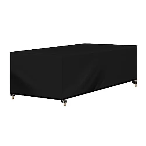 Produktbild: WOLTU Abdeckung für Gartenmöbel, Rechteckig 218x77x55 cm, Abdeckhaube aus 420D Oxford Gewebe, Wasserdicht Abdeckplane UV-Beständig, Schutzhülle Plane für Möbelsets Gartentisch Sitzgruppe,Schwarz