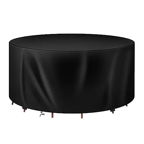 Produktbild: WOLTU Abdeckung für Gartenmöbel, Rund Φ230x100 cm, Abdeckhaube aus 420D Oxford Gewebe, Wasserdicht Abdeckplane UV-Beständig, Schutzhülle Plane für Möbelsets Gartentisch Sitzgruppe,Schwarz