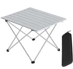 Produktbild: WOLTU Alu Campingtisch klappbar Falttisch Ultra Leichte tragbar mit Tragetasche, Klapptisch Kleiner Reisetisch Beistelltisch für Camping Picknick Outdoor Angeln, 56 * 46 * 40cm Silber