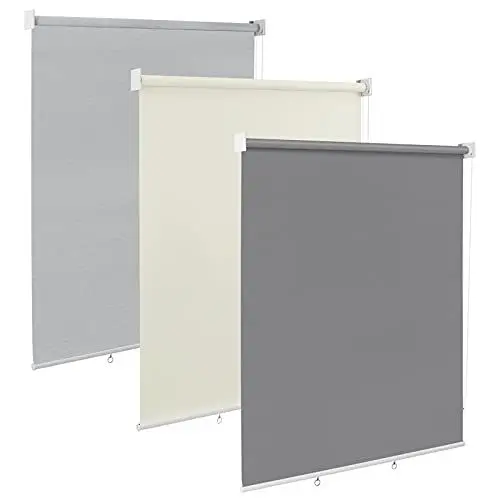 Produktbild: WOLTU Außenrollo Senkrechtmarkise Balkonrollo Outdoorrollo Sichtschutzrollo Wetterfest Sonnenschutz UV Schutz Vertikal Sonnensegel Reflektierende Thermofunktion für Fenster&Türen, Dunkelgrau 100x240cm