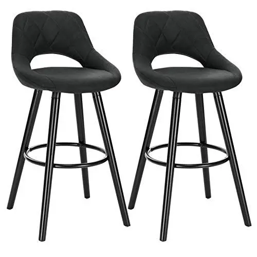 Produktbild: WOLTU Barhocker 2er Set, Barstuhl Küchenhocker Thekenhocker, Hocker mit Rückenlehne Fußstütze, aus Holz Stoffbezug, für Bar Küche Theke Restaurant Café, Anthrazit, BH291an-2