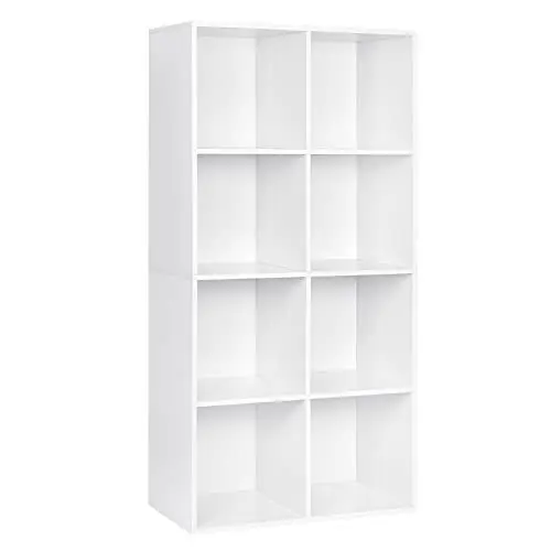 Produktbild: WOLTU Bücherregal 8 Fächer, Standregal Weiß, freistehendes Würfelregal, Büroregal Aktenregal Aufbewahrungsregal Raumteiler, 60x121x29,5 cm