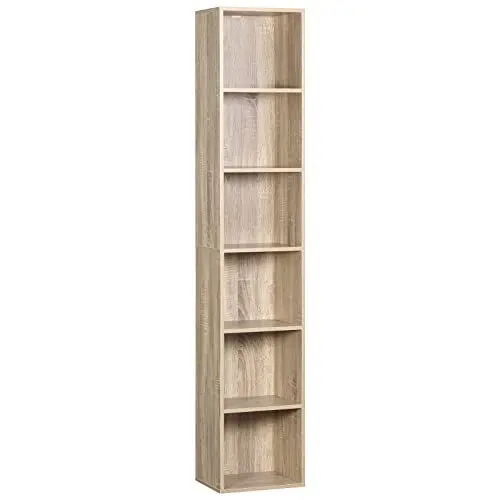 Produktbild: WOLTU Bücherregal Bücherschrank Standregal Aufbewahrungregal Raumteiler Büroregal Aktenschrank 6 Fächer, Holzwerkstoff, 30x158,5x24 cm(BxHxT), Helle Eiche SK003hei6