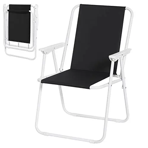 Produktbild: WOLTU Campingstuhl klappbar, Klappstuhl Leichter für Outdoor, Angelstuhl mit Armlehnen, Strandstuhl Klapphocker für Camping Strand Garten Terrasse, Schwarz