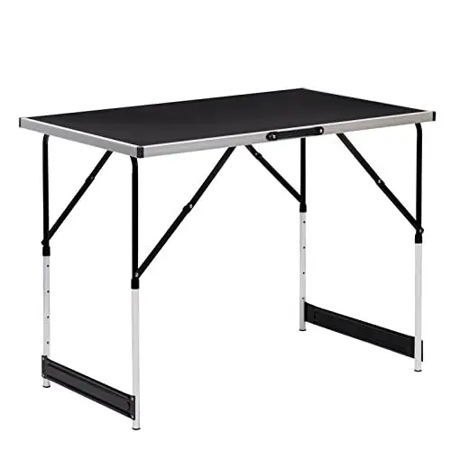 Produktbild: WOLTU® Campingtisch Klapptisch Gartentisch Arbeitstisch Balkontisch höhenverstellbar Aluminium Stahl MDF Schwarz