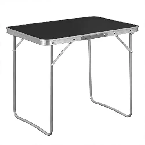 Produktbild: WOLTU Campingtisch Klapptisch Reisetisch mit Griff, 70x50x60cm(LxBxH) zusammenklappbar Gartentisch aus Alu und MDF für Picknick Strand im Freien, Schwarz