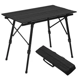 Produktbild: WOLTU Campingtisch Klapptisch aus Alu Gartentisch Balkontisch Reisetisch zusammenklappbar, mit Packtasche, Höhenverstellbar, 90x52X(45-69) cm, Schwarz