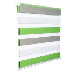 Produktbild: WOLTU Doppelrollo Klemmfix ohne Bohren Weiß+Grün+Grau B100 x H150 cm, Duo Rollo Zebrarollo Fensterrollo Klemmrollo Seitenzugrollo Easyfix lichtdurchlässig & verdunkelnd Rollos für Fenster und Tür