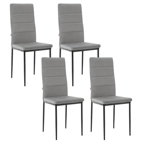 Produktbild: WOLTU Esszimmerstühle 4er Set, Samt Stühle Küchenstühle bequem, Essstühle mit hoher Rückenlehne Metallbeinen, Schminkstuhl Polsterstuhl, für Esszimmer Küche Wohnzimmer, Dunkelgrau, EZS47dgr-4