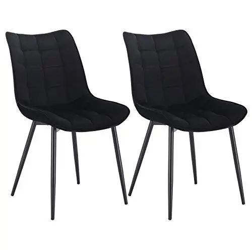 Produktbild: WOLTU Esszimmerstühle 2er Set, für Wohnzimmer Küche Esszimmer, Küchenstühle gepolstert mit Rückenlehne, Sitzfläche aus Samt, mit Metallbeinen, bis 150 kg belastbar, Schwarz