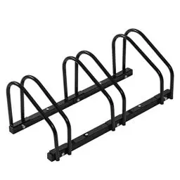 Produktbild: WOLTU Fahrradständer Schwarz für 3 Fahrräder Fahrradhalterung auf dem Boden Aufstellständer für Fahrradaufhängung Fahrradhalter aus Metall