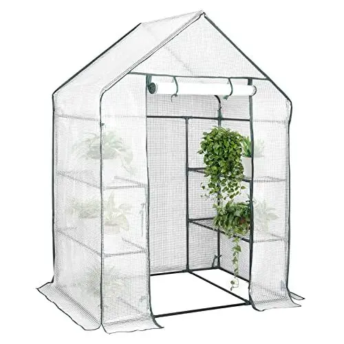 Produktbild: WOLTU Foliengewächshaus Tomatengewächshaus Treibhaus Anzuchthaus Gartenhaus Frühbeet Tomatenhaus Gemüse Gewächshaus Weiss 143x73x195cm