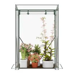 Produktbild: WOLTU Foliengewächshaus Tomatengewächshaus Treibhaus Gartenhaus Frühbeet Tomatenhaus Gemüse Gewächshaus überwinterungszelt für Pflanzen Transparent 100x50x150/136cm