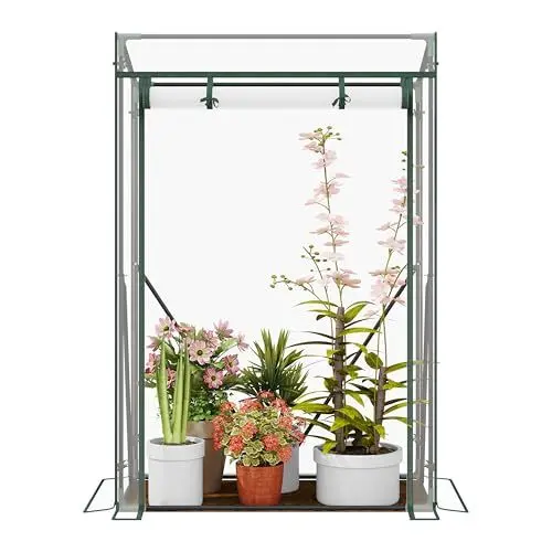 Produktbild: WOLTU Foliengewächshaus Tomatengewächshaus Treibhaus Gartenhaus Frühbeet Tomatenhaus Gemüse Gewächshaus überwinterungszelt für Pflanzen Transparent 100x50x150/136cm