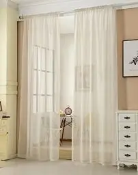 Produktbild: WOLTU Gardinen transparent mit Kräuselband 2er Set Vorhänge Leinenoptik Halbtransparent Voile Leinenvorhang Stores Fensterschal Dekoschal für Wohnzimmer Kinderzimmer Schlafzimmer, 140x225cm Creme