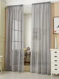 Produktbild: WOLTU Gardinen transparent mit Kräuselband 2er Set Vorhänge Leinenoptik Halbtransparent Voile Leinenvorhang Stores Fensterschal Dekoschal für Wohnzimmer Kinderzimmer Schlafzimmer, 140x245cm Dunkelgrau