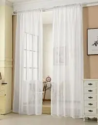 Produktbild: WOLTU Gardinen transparent mit Kräuselband 2er Set Vorhänge Leinenoptik Halbtransparent Voile Leinenvorhang Stores Fensterschal Dekoschal für Wohnzimmer Kinderzimmer Schlafzimmer, 140x245cm Weiß
